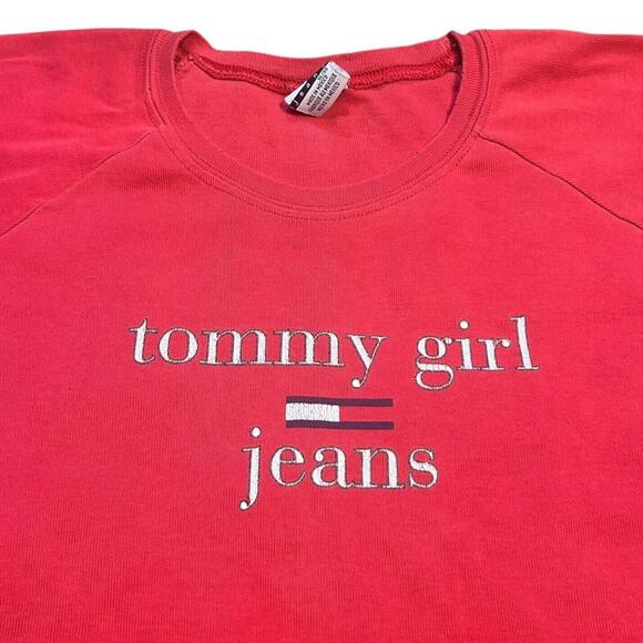 Tommy Girl Jeans Y2K Glitter Red Baby Tee Top - Picture 3 of 6